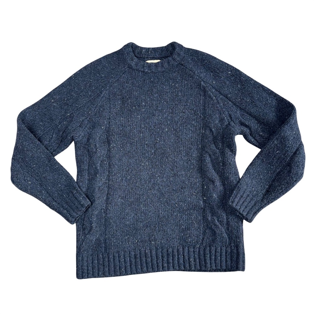 Taylor Stitch Sweater Mens 40 Blue Excellent Merino Alpaca Donegal Cable Knit